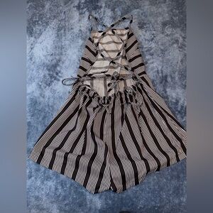 NWOT Make Me Chic Striped Criss Crossed SEXY Romper